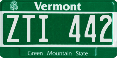 VT license plate ZTI442