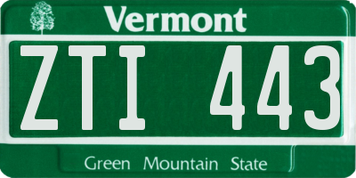 VT license plate ZTI443