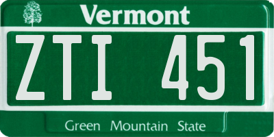 VT license plate ZTI451