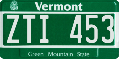 VT license plate ZTI453