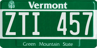 VT license plate ZTI457