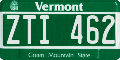 VT license plate ZTI462
