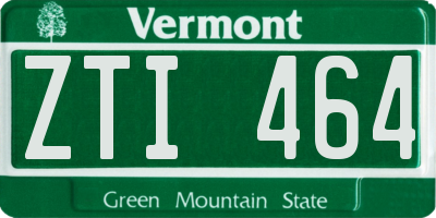 VT license plate ZTI464