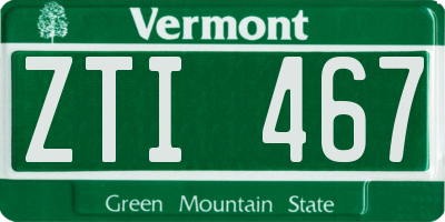 VT license plate ZTI467