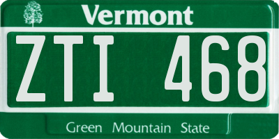 VT license plate ZTI468