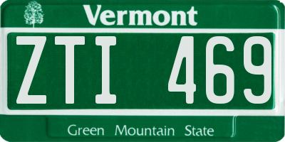 VT license plate ZTI469