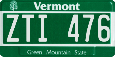 VT license plate ZTI476