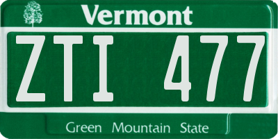 VT license plate ZTI477