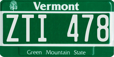 VT license plate ZTI478