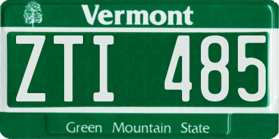 VT license plate ZTI485