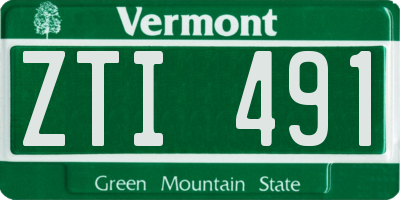 VT license plate ZTI491