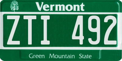 VT license plate ZTI492