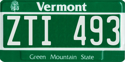 VT license plate ZTI493