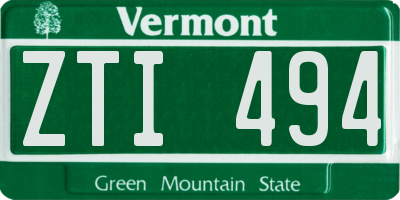 VT license plate ZTI494