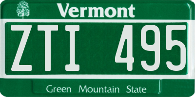VT license plate ZTI495
