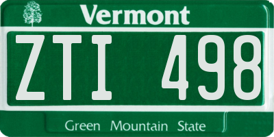 VT license plate ZTI498