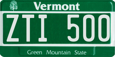 VT license plate ZTI500
