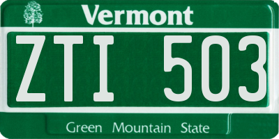 VT license plate ZTI503