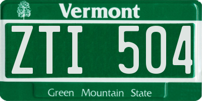 VT license plate ZTI504