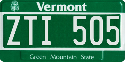 VT license plate ZTI505