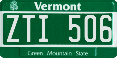 VT license plate ZTI506