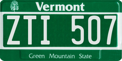VT license plate ZTI507