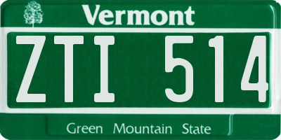 VT license plate ZTI514