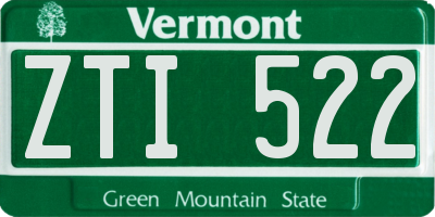 VT license plate ZTI522