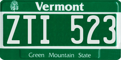 VT license plate ZTI523