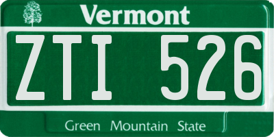VT license plate ZTI526