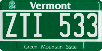 VT license plate ZTI533