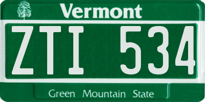 VT license plate ZTI534