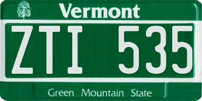 VT license plate ZTI535