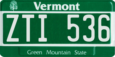 VT license plate ZTI536