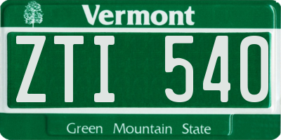 VT license plate ZTI540