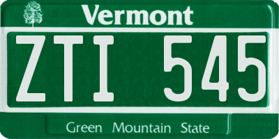 VT license plate ZTI545