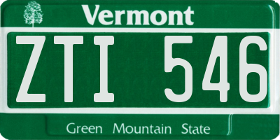 VT license plate ZTI546