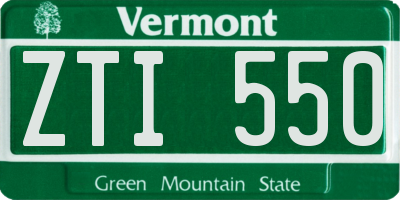 VT license plate ZTI550