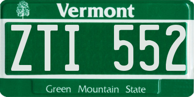 VT license plate ZTI552