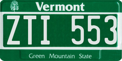 VT license plate ZTI553