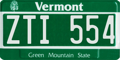 VT license plate ZTI554