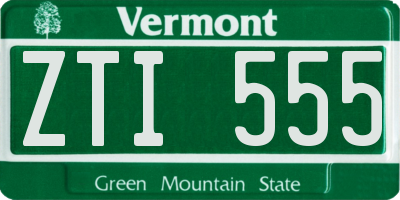 VT license plate ZTI555