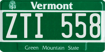 VT license plate ZTI558