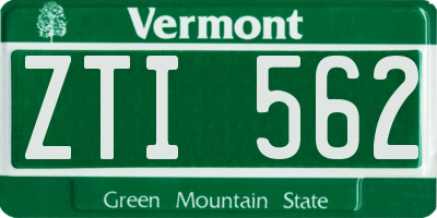 VT license plate ZTI562