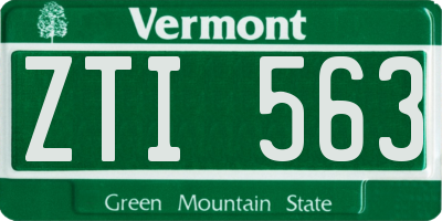 VT license plate ZTI563