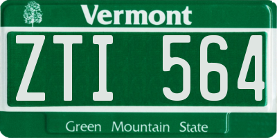 VT license plate ZTI564