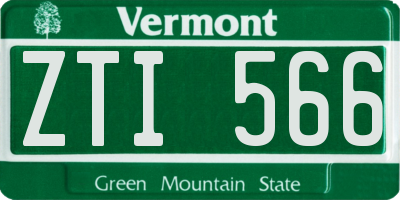 VT license plate ZTI566