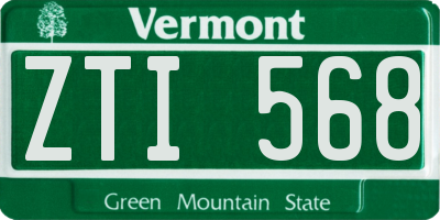 VT license plate ZTI568