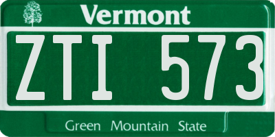 VT license plate ZTI573