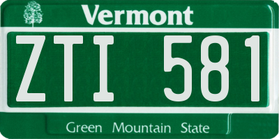 VT license plate ZTI581